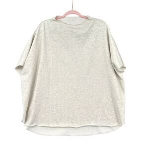 Fashion Heather Gray Funnel Neck Short Sleeve Oversized Capelet Top Large